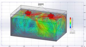 Etude de diffusion des vitesses du flux d’air interne de la pièce en 3D